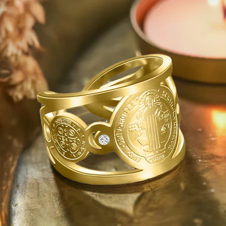 🙏 ANILLO DE PROTECCION SAN BENITO AJUSTABLE ✝️ 2x1