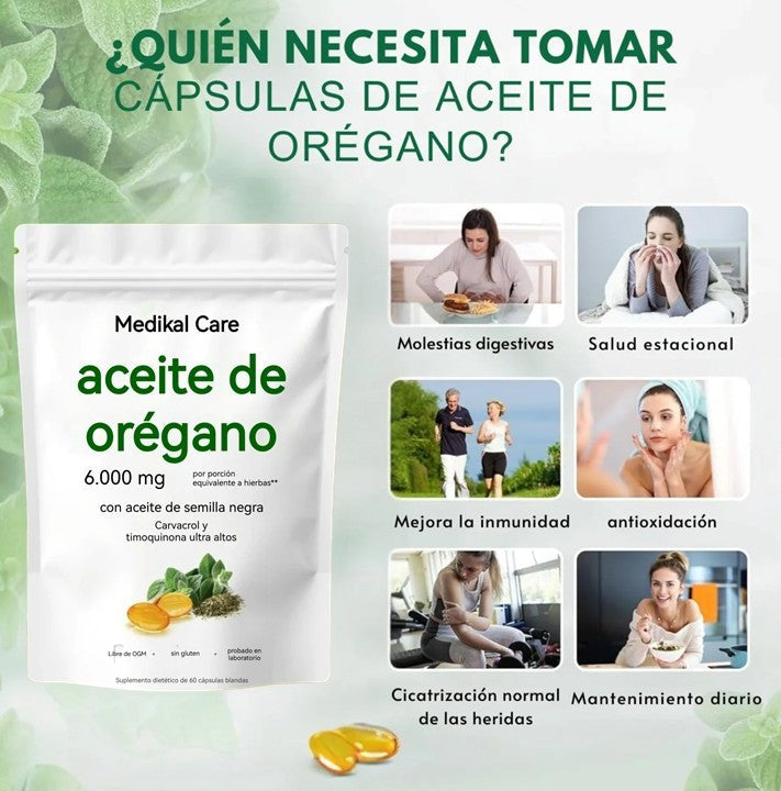 Cápsulas Naturales de Aceite de Orégano + Semilla Negra 180 capsulas