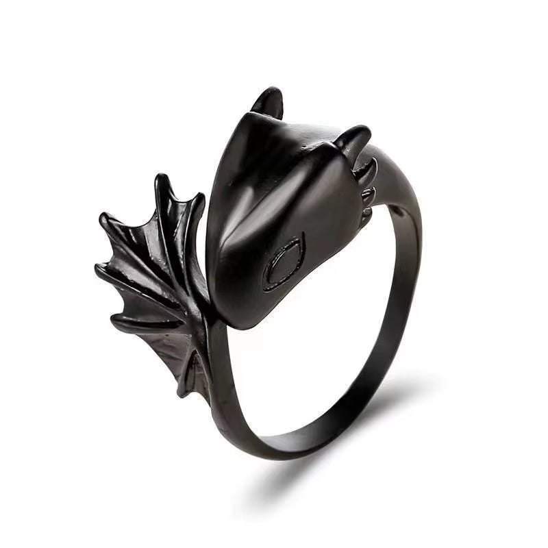 Anillo dragon negro ajustable