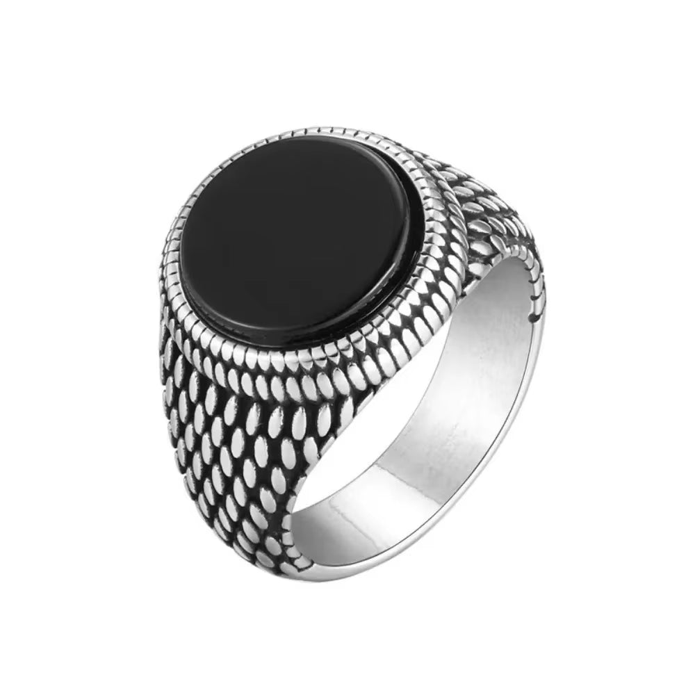 Anillo Punk de estilo Retro con piedras preciosas redondas