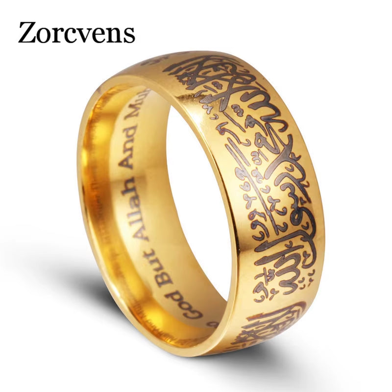 anillo de acero de titanio musulman