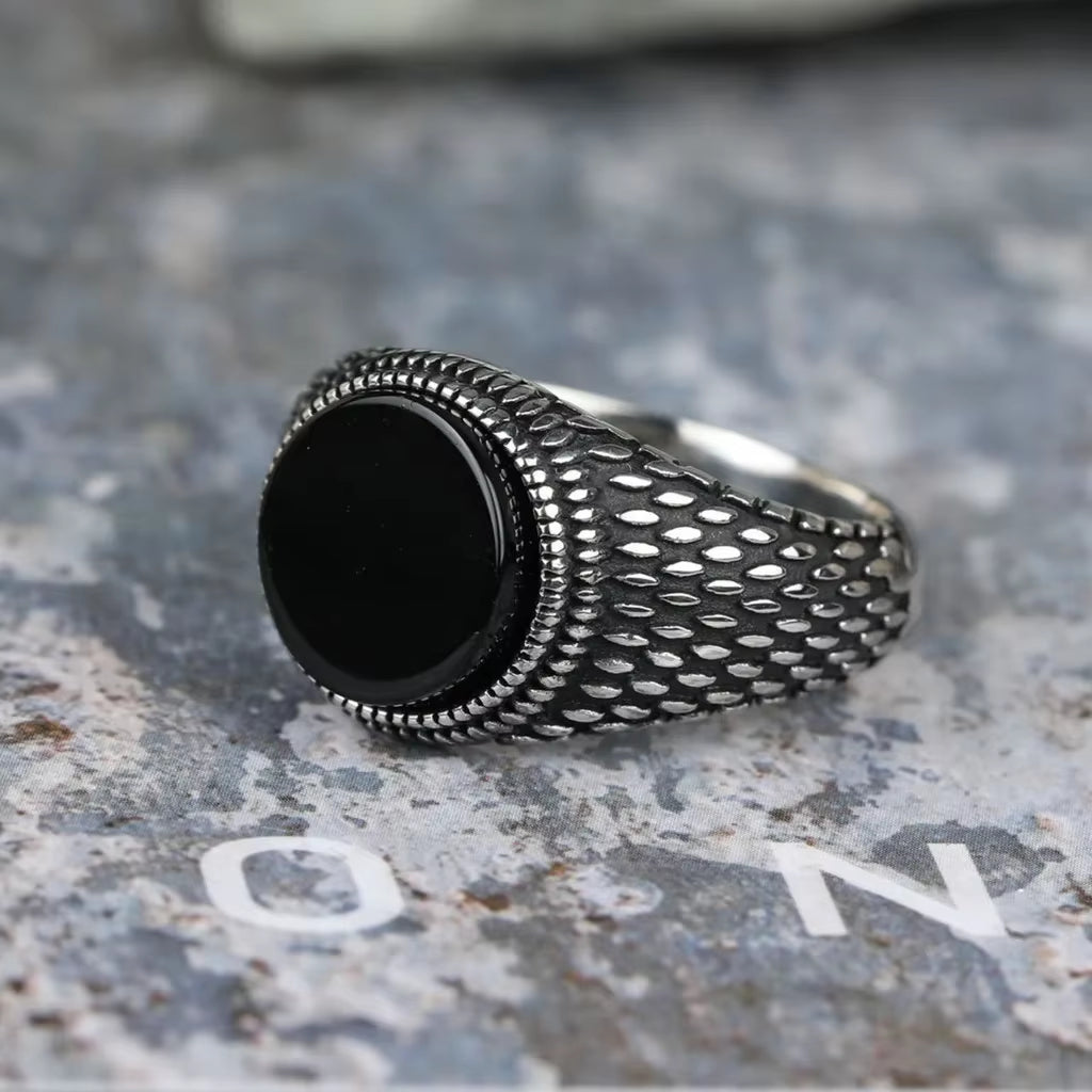 Anillo Punk de estilo Retro con piedras preciosas redondas
