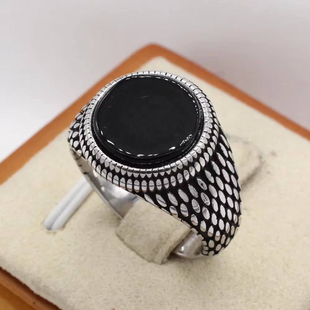 Anillo Punk de estilo Retro con piedras preciosas redondas