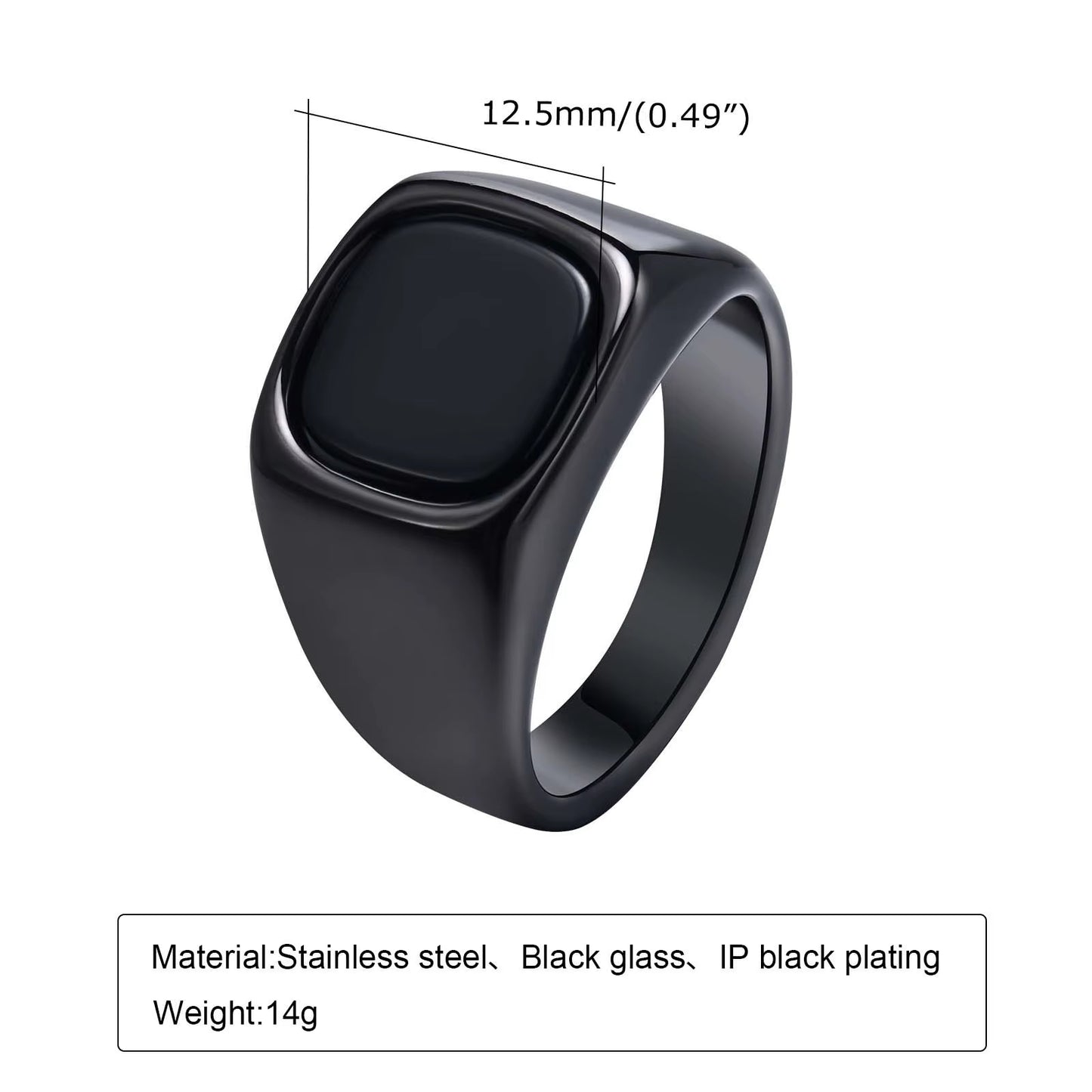 Anillo piedra pulida negra