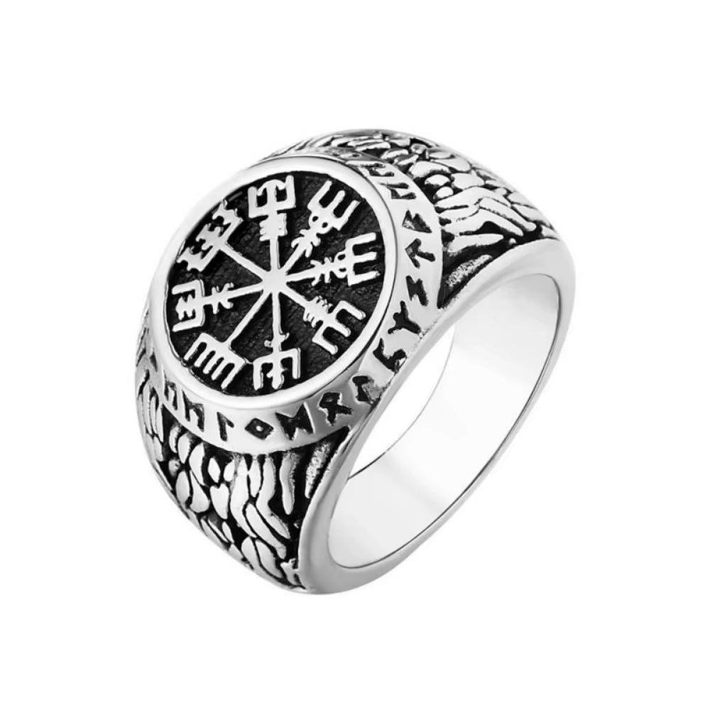 Anillo escandinavo con sello de runas vikingas
