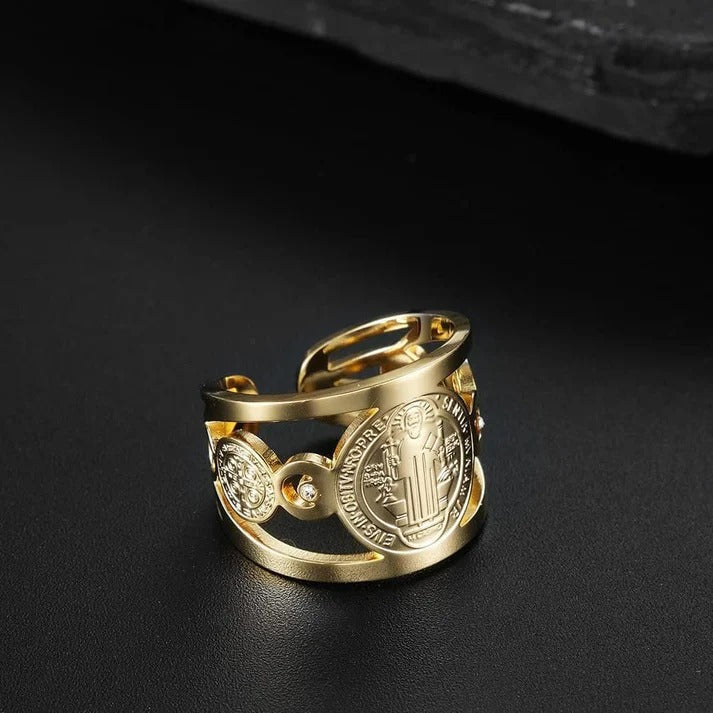 🙏 ANILLO DE PROTECCION SAN BENITO AJUSTABLE ✝️ 2x1