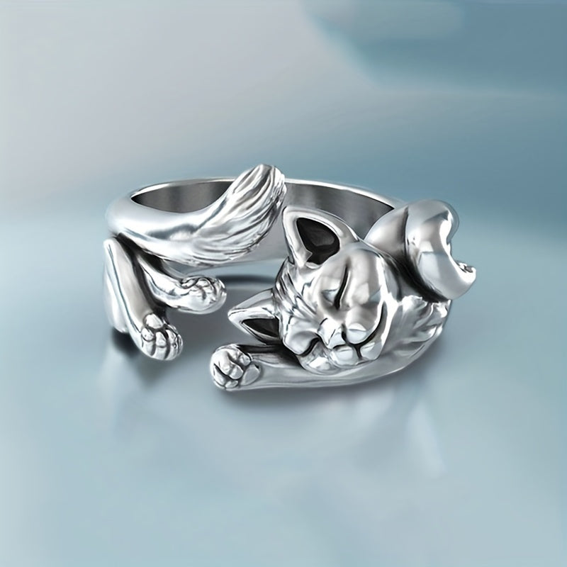 Anillo Abierto de Gato de la Fortuna ajustable