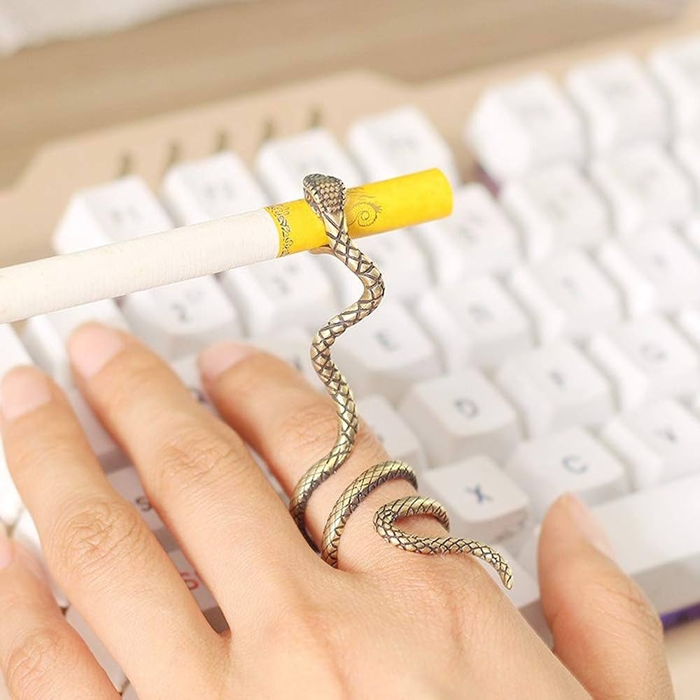 Anillo Serpiente Soporte para Cigarrillos 🐍 ajustable