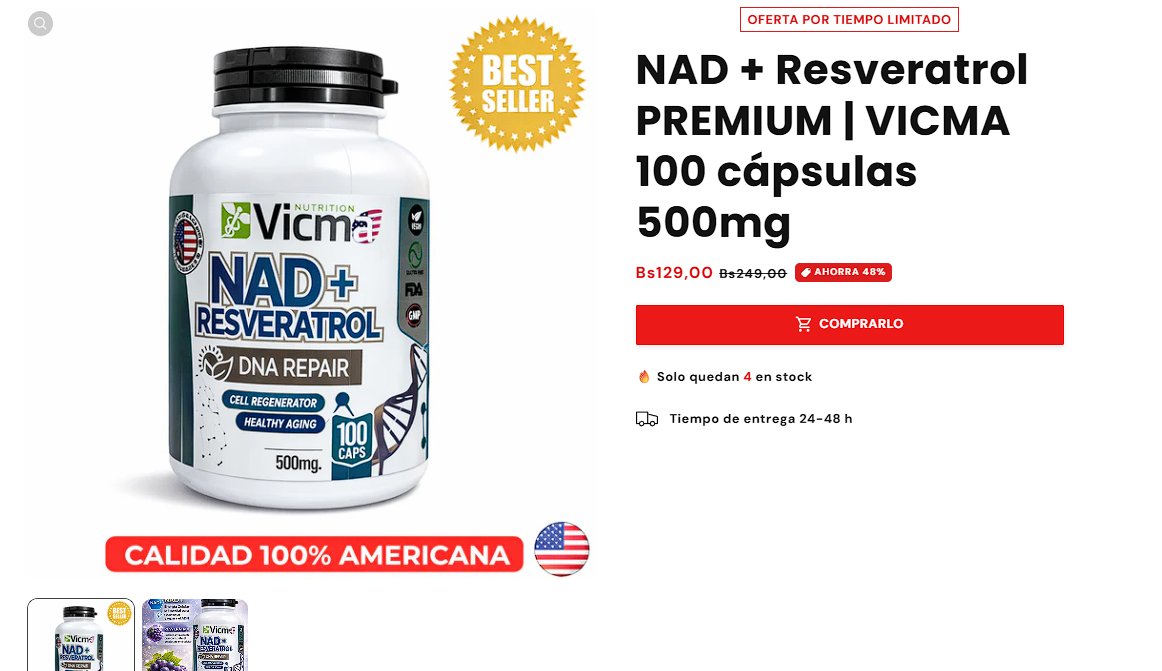 NAD+ Resveratrol 100capsulas - NaturalPrime™