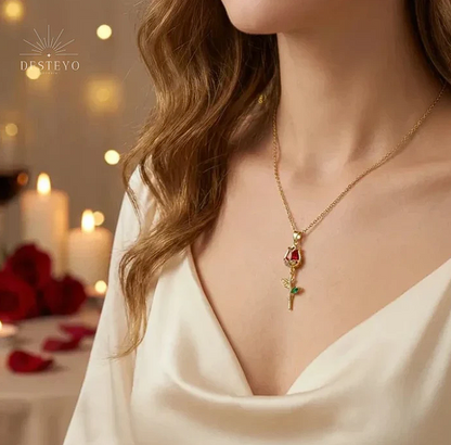 Collar Clavel Rojo Oro - Joyeria Premium