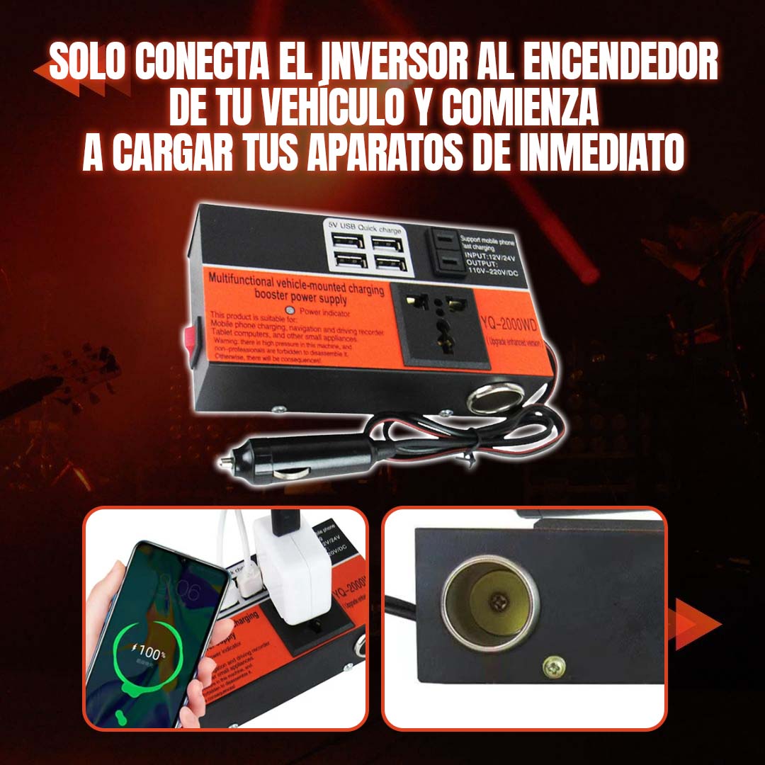 INVERSOR DE CORRIENTE PARA AUTO 1500W 🎁PROMO LANZAMIENTO🎁