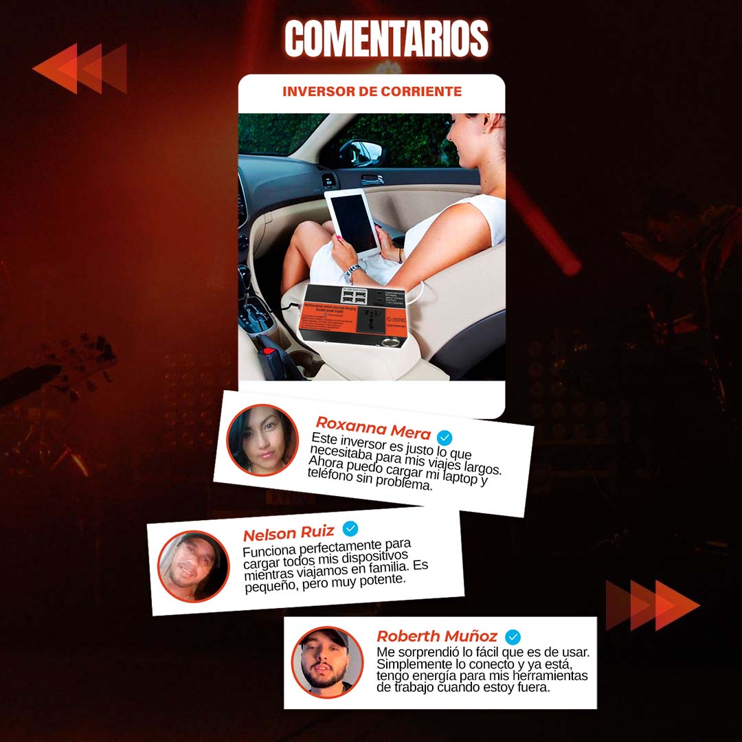 INVERSOR DE CORRIENTE PARA AUTO 1500W 🎁PROMO LANZAMIENTO🎁