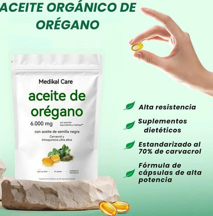 Cápsulas Naturales de Aceite de Orégano + Semilla Negra 180 capsulas