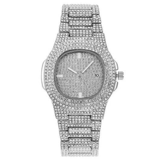 Reloj de Lujo Diamantado Plateado