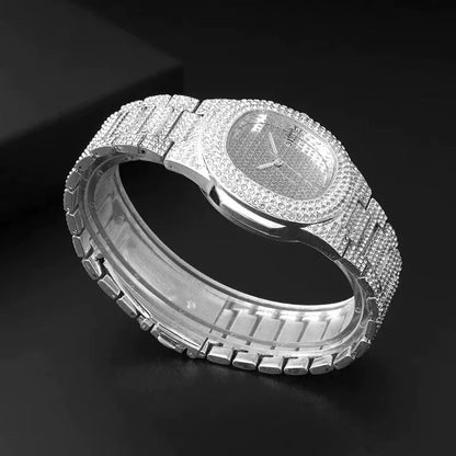 Reloj de Lujo Diamantado Plateado