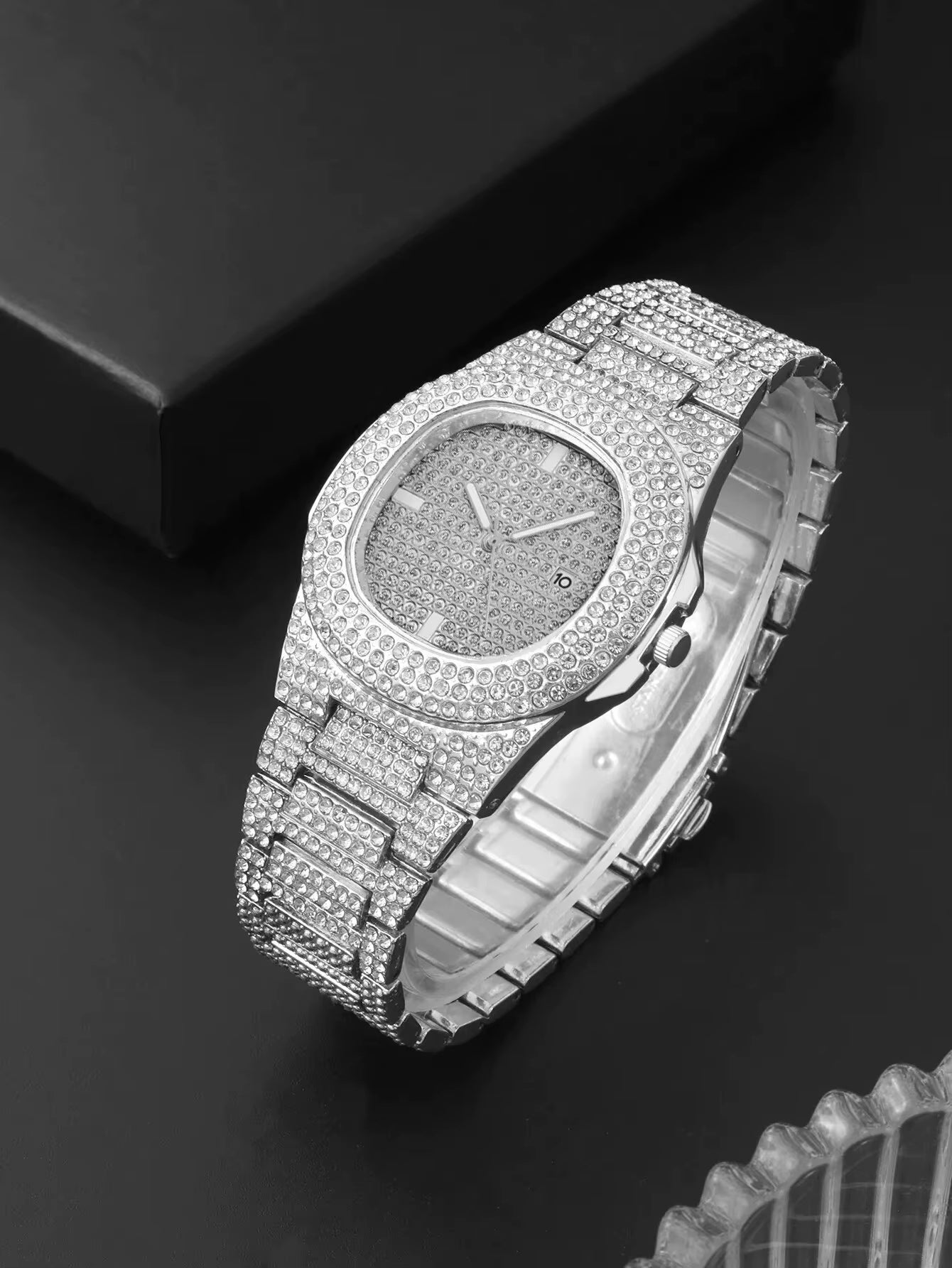 Reloj de Lujo Diamantado Plateado