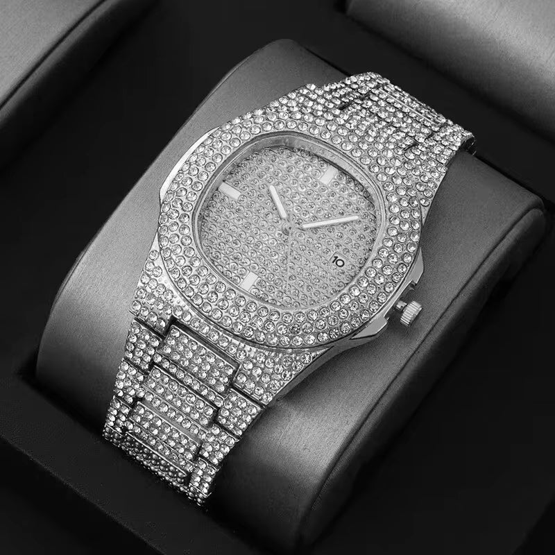 Reloj de Lujo Diamantado Plateado
