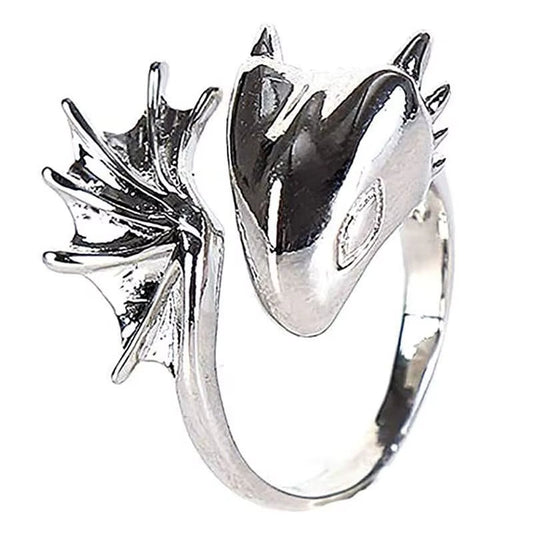 Anillo dragon plateado ajustable