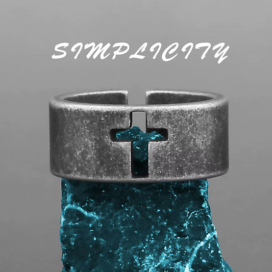 Anillo cruz acero inox