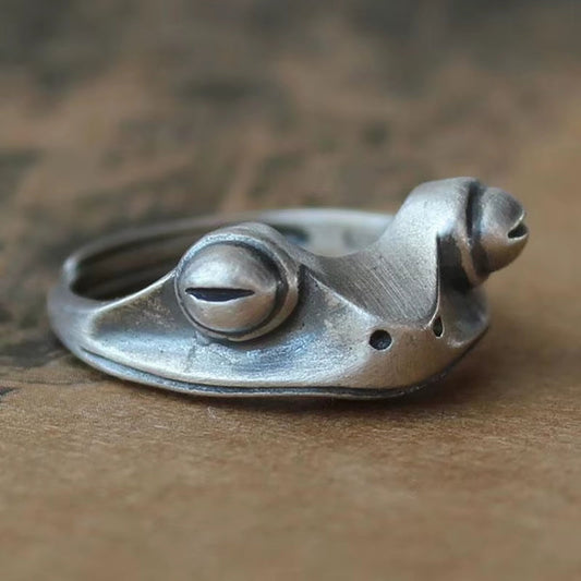 Anillo rana plateado ajustable