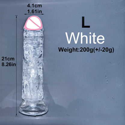 Consolador de gelatina realista transparente