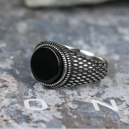 Anillo Punk de estilo Retro con piedras preciosas redondas