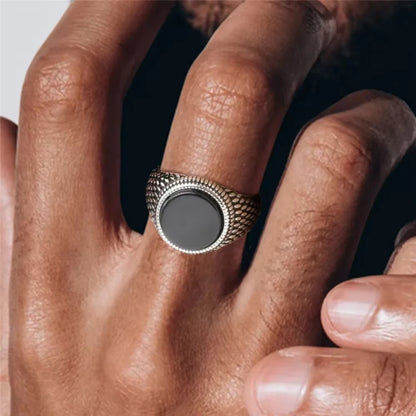 Anillo Punk de estilo Retro con piedras preciosas redondas