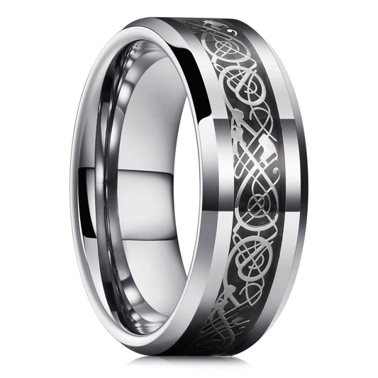 Anillo Dragon plateado inox