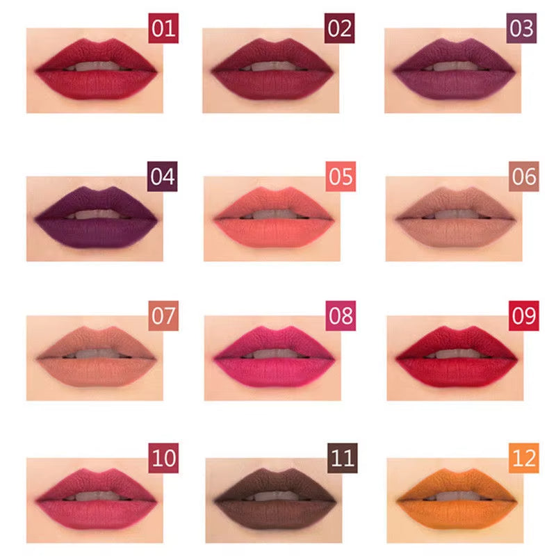 Set 12 lápiz labial resistente al agua lápiz delineador de labios 2x1