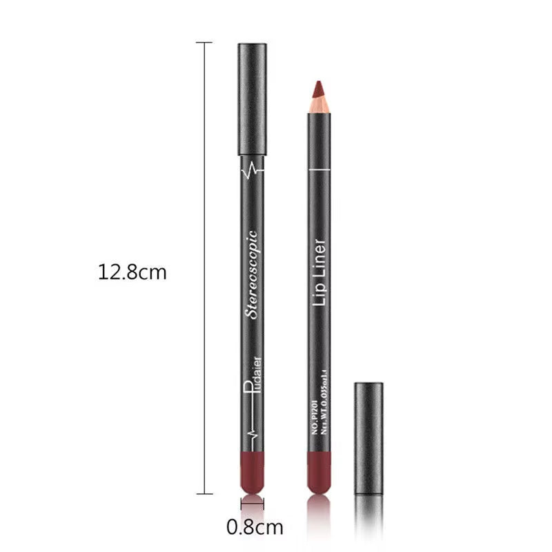 Set 12 lápiz labial resistente al agua lápiz delineador de labios 2x1