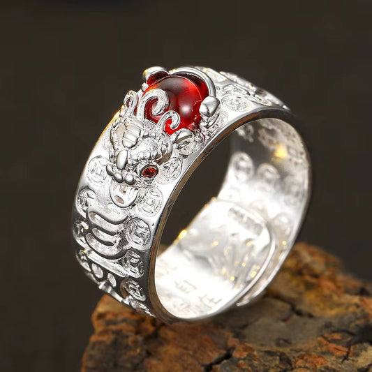 ANILLO FENG SHUI BLANCO Y GRIS AJUSTABLE