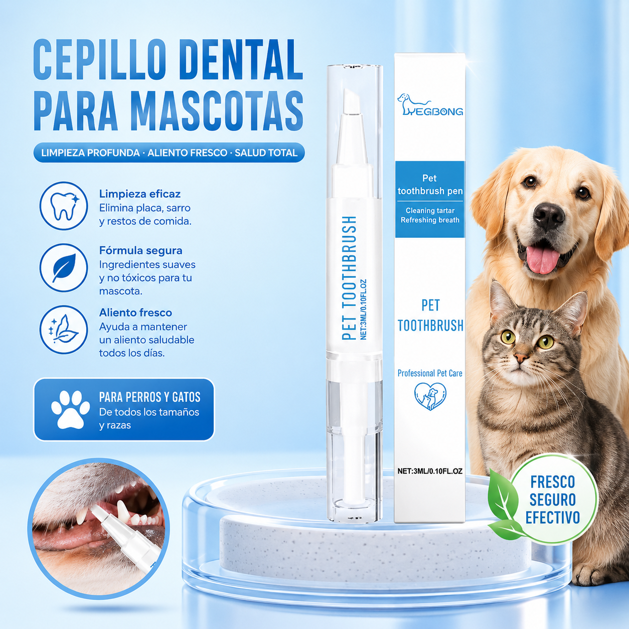 Cepillo Dental Eliminador de Sarro y Mal Aliento para Mascotas | PetSmile Pro™